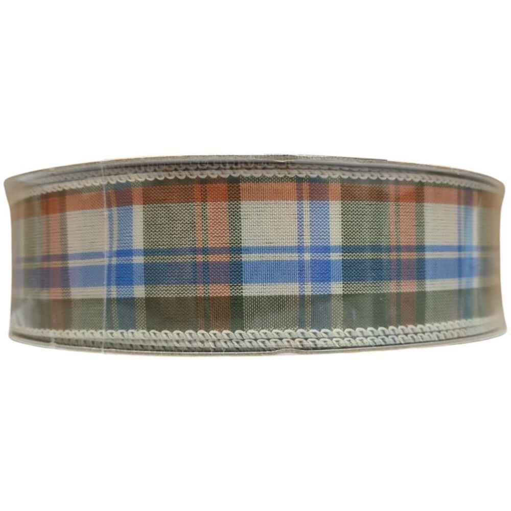 Member's Mark Wired Edge Premium Spring Ribbon, 1.5"W x 50yds - Green Plaid
